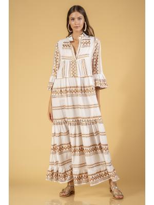 Сукня довга з рукавами Aether 92633 beige