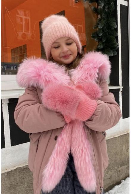 Зимние варежки с натуральным мехом J9318-losos