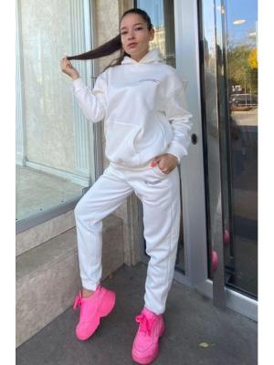 Женский костюм с капюшоном (Худи, брюки) Jolie 5941 white