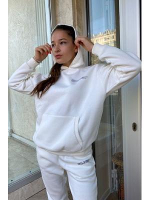 Женский костюм с капюшоном (Худи, брюки) Jolie 5941 white