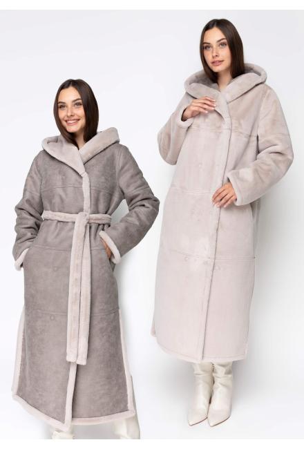  Двостороння екошуба-дубленка 1255-1m-D-grey