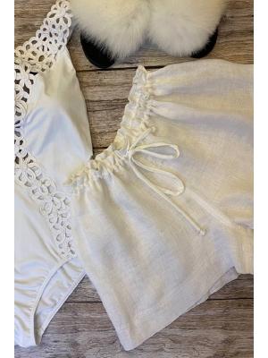 Шорты из льна Nicole Olivier Tasmanie blanc