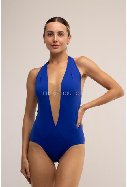 Суцільний купальник Nicole Olivier ILLUSION blue