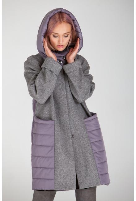Демисезонное пальто с капюшоном Lari 23-grey
