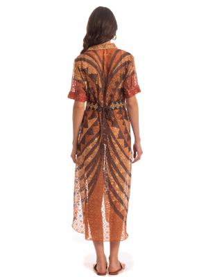 Коричнева довга сукня-сорочка PF177A009