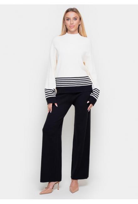 Жіночий костюм (Світер, брюки) 102-2485T-87-black/milk