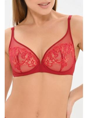 Бюстгальтер с чашкой из прозрачной паутинки Simone Perele SAG 15C319-red